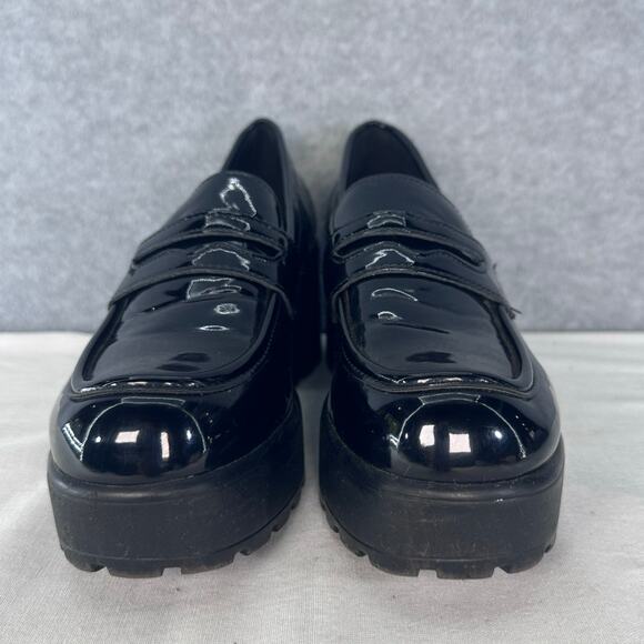 Cuccoo Women's sz 38 (US 7) Platform Patent Black Chunky Heel Loafer BusChic - Picture 4 of 13